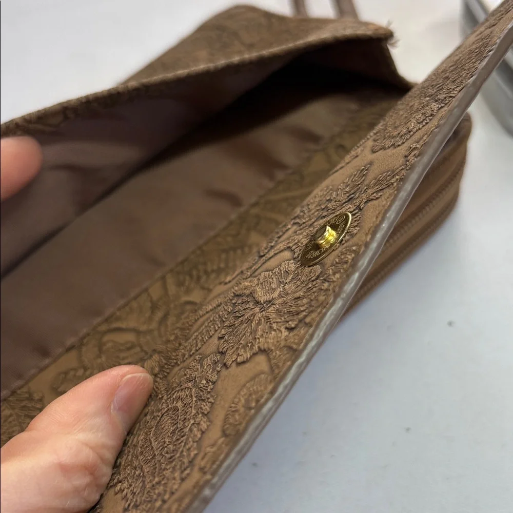 Bueno Brown Embossed Faux Leather Clutch Wristlet Wallet